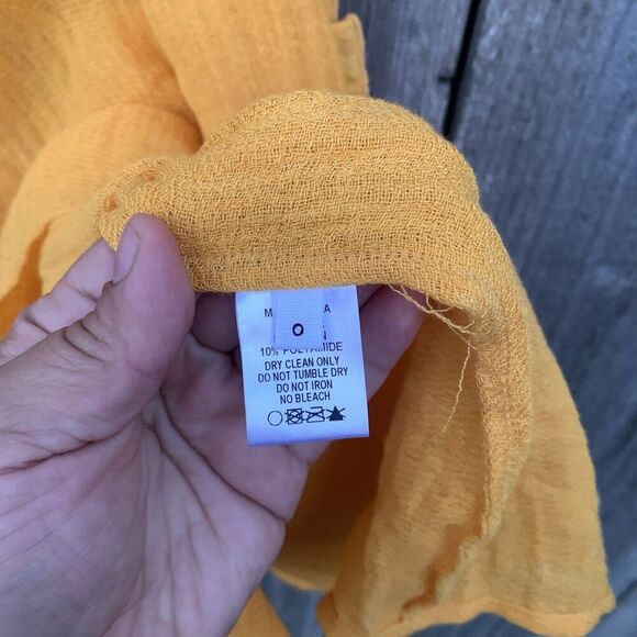 LISA MARIE FERNANDEZ Dress Sz 0 Orange Gauze Square Neck Mini Ruffled Spaghetti - Picture 11 of 13